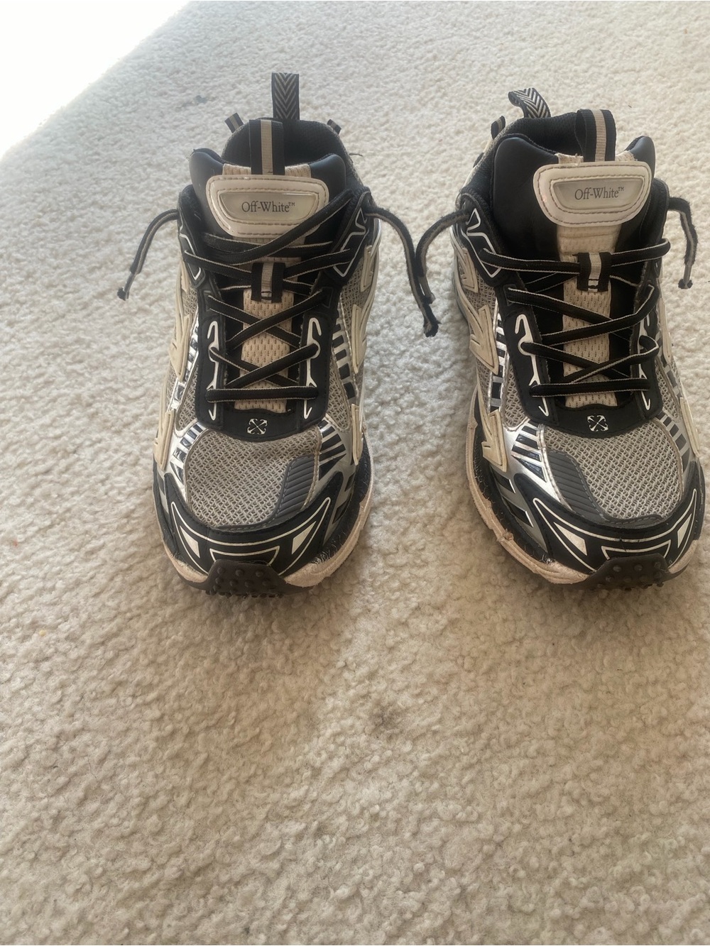 Off-White be right back Black and Cream Trail Mesh Sneakers